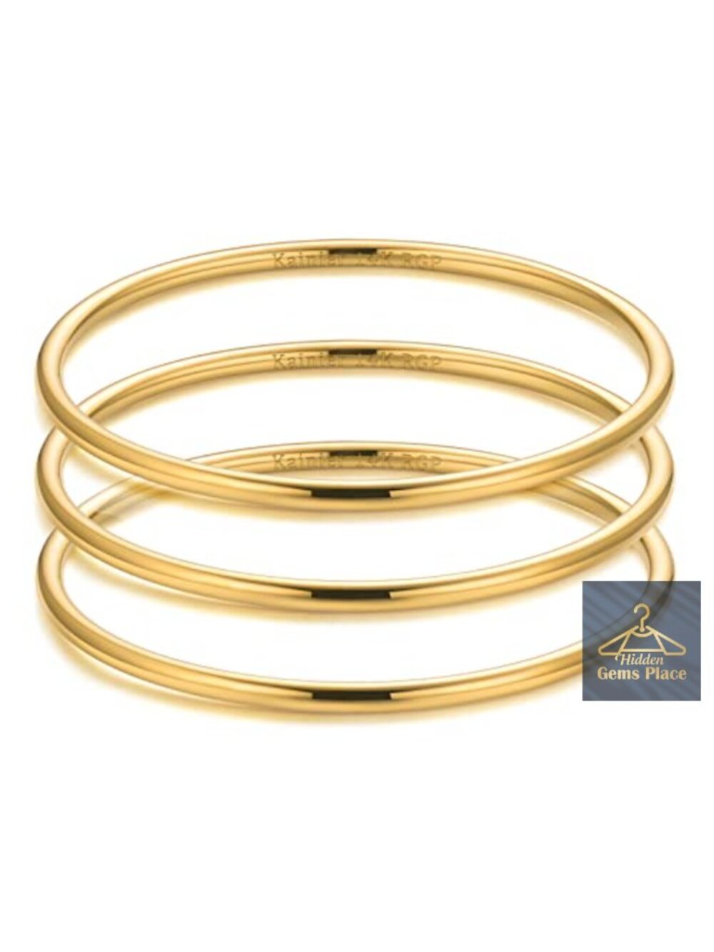 14K Gold Plated Stainless Steel Bangle Bracelet - 3mm Thin Stackable